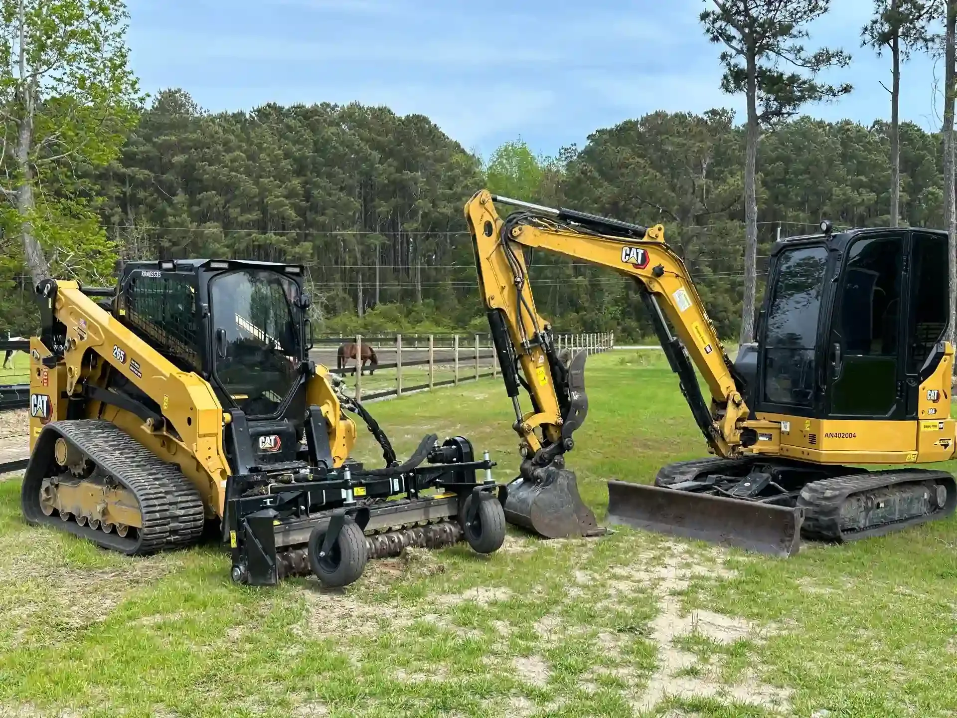CAT 265 Track Loader Mini Excavator Parked Horse Pasture Bea