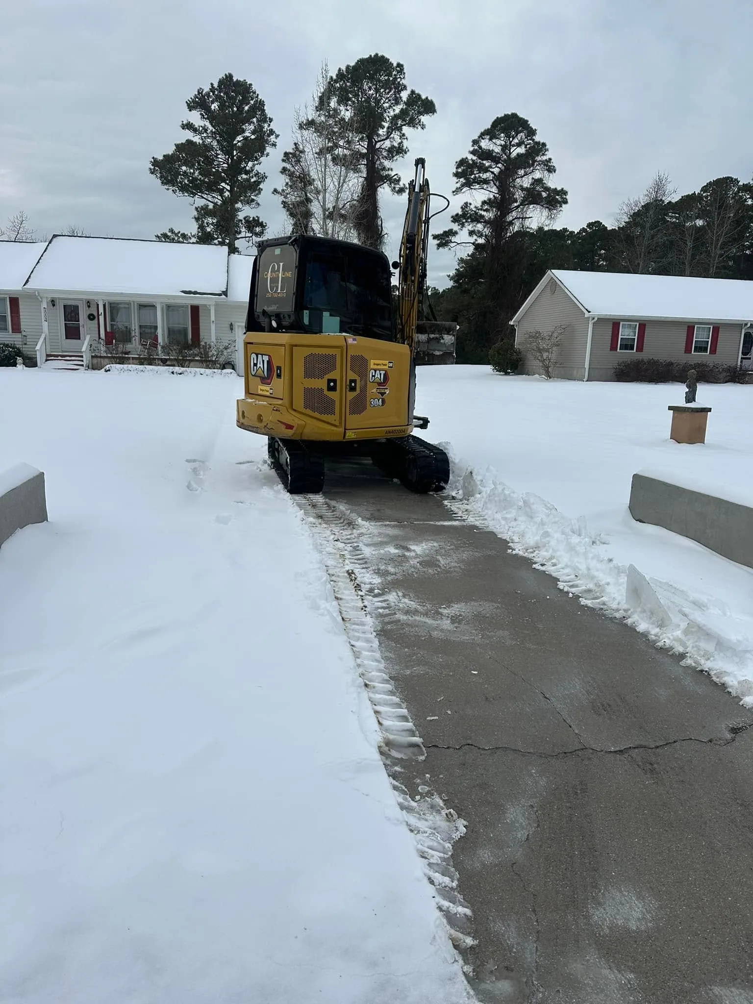 County Line Grading Excavator Snow Cleared Driveway Beaufort